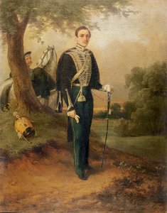 Mikhail Yuryevich Lermontov (1814-41) by Russian School