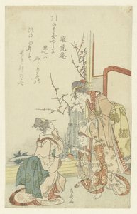 Two Women Playing with a Child by Ryuryukyo Shinsai