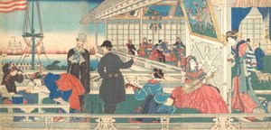 Home of Foreign Merchants in Yokohama, 9th month, 1861 by Sadahide Utagawa