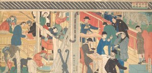 Sales Room at the Foreign Trade Building in Yokohama, 1861 by Sadahide Utagawa