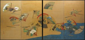 Fans and Stream, Edo Period, c.1820 by Sakai Hoitsu