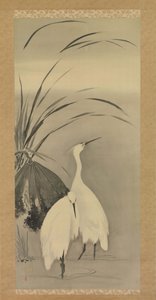 Two Egrets and Lotus by Sakai Hoitsu