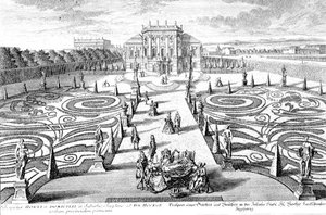 View of a Garden and House in Josefstadt, Vienna, engraved by Johann August Corvinus by Salomon (after) Kleiner