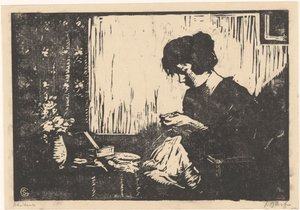 Sewing Woman by Salomon Garf (signed by artist)