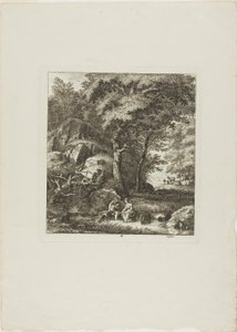 Couple Seated in a Glade by Salomon Gessner