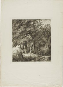 Nymph Hiding in a Tree, Plate Eight from Paysages Dédiés à M. Warelet by Salomon Gessner