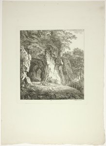 Shepherds and Sheep Resting Under a Bridge, plate seven from Landscapes Dedicated to M. Warelet by Salomon Gessner