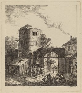 Villagers at a City Gate Greeting a Dignitary, 1764 by Salomon Gessner