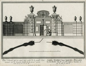 Ground Plan and Elevation of a Side Gate to the Courtyard of Honor
