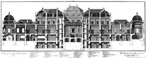 Longitudinal Section through the Castle on the Ehrenhof Side by Salomon Kleiner