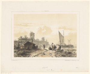 Activity Around the Harbor by Salomon Leonardus Verveer