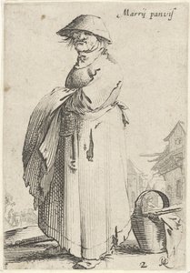 Woman with Cloth over Her Arm, a Basket on the Ground Behind Her by Salomon Savery