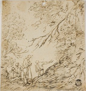 Four Men in Forest by Salvator Rosa