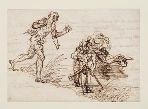 Mercury and the Dishonest Woodman (recto), c.1655-1659 by Salvator Rosa