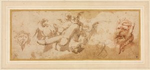 Sheet of Satirical Studies Amorini Riding Phalli
