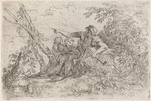 Shepherd in a Landscape by Salvator Rosa