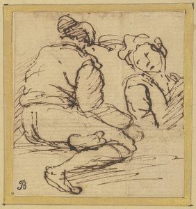 Seated Man and Half Figure by Salvator Rosa