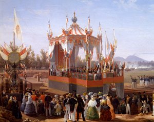 Francis I and Maria Isabella attending official ceremony at Arsenal of Naples (detail) by Salvatore Fergola