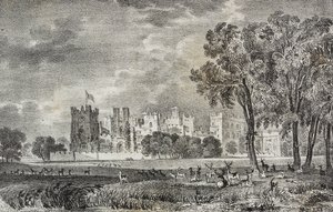 Raby Castle, Durham, England, United Kingdom, lithograph by Salvatore Puglia from Poliorama Pittoresco by Salvatore Puglia