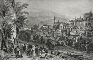 View of Baden, Switzerland (lithograph by Salvatore Puglia from Poliorama Pittoresco, n 29, February 26) by Salvatore Puglia