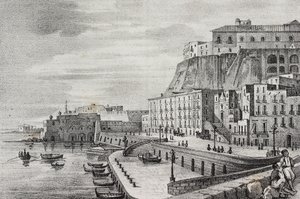 View of Borgo Santa Lucia, Naples, Campania, Italy, from Poliorama Pittoresco, No. 36, April 15
