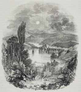 View of Cephissus lake surroundings in Boeotia, Greece, lithograph by Salvatore Puglia from Poliorama Pittoresco by Salvatore Puglia