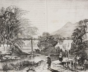 View of Hong Kong valley, China, lithograph by Salvatore Puglia from Poliorama Pittoresco
