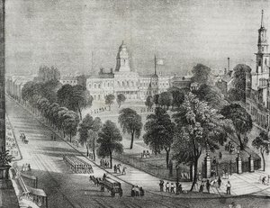 View of park and City Hall of New York, United States of America