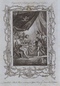 Edward the Black Prince waiting on John King of France his Prisoner