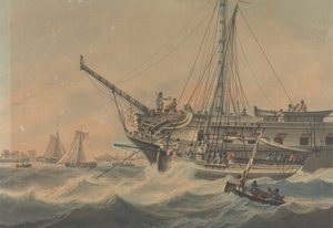 Man-of-War and Shipping off the Coast by Samuel Atkins