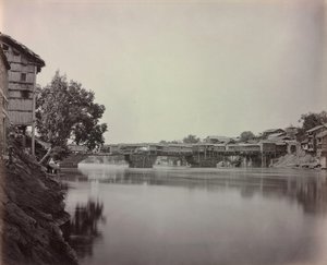 Bridge of Shops, Srinagar, Kashmir by Samuel Bourne