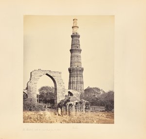 Delhi; The Kutub Minar, with the Great Arch, from the West by Samuel Bourne