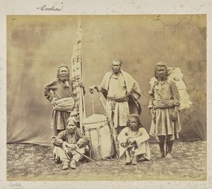 Mountain Workers in Shimla with Khiltas and Dandy by Samuel Bourne