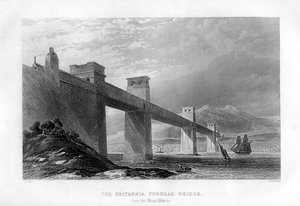 The Britannia Tubular Bridge over the Menai Straits, Wales
