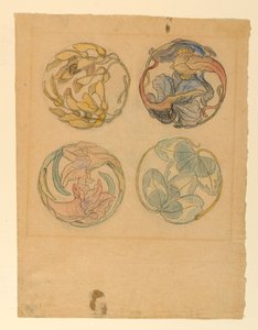 Flower Studies (Four Designs for Circular Ornaments), 1880–90