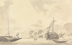 Boats on the Hooghly River by Samuel Davis