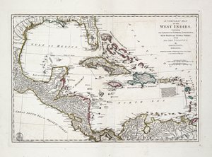 A Complete Map of the West Indies Containing the Coasts of Florida, Louisiana, New Spain and Terra Firma with All the Islands by Samuel Dunn