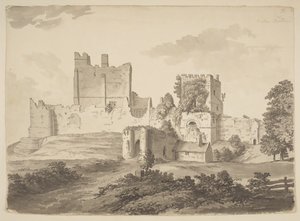 A View in Indian Ink of Prudhoe Castle, in the Parish of Ovingham by Samuel Hieronymous Grimm