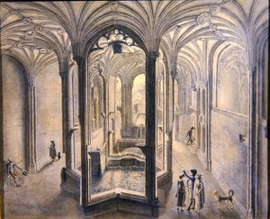 Interior view of Holywell Spa, North Wales by Samuel Hieronymous Grimm