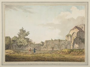 Ruins of the nave of Boxgrove priory church taken from the Churchyard by Samuel Hieronymous Grimm