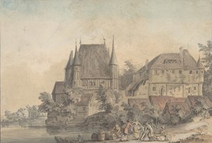 View of a Village alongside a River by Samuel Hieronymus Grimm