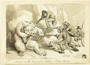 Seamen on the Whale Fishery Killing a Polar Bear (recto); Shell (verso) by Samuel Howett