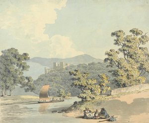 Country Folk with a Child, Beside a River