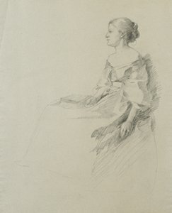 Seated woman in profile by Samuel Isham