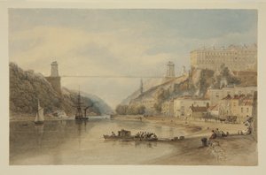 View on the Avon at Hotwells: The Proposed Suspension Bridge, c.1836