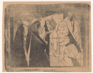 Fantasy: Various Figures, the Second from the Left a Woman with a Spotted Face in Profile to the Right
