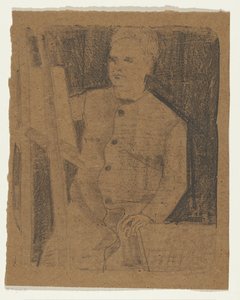 Self-portrait behind easel by Samuel Jessurun de Mesquita (signed by artist)
