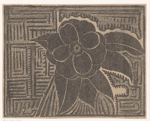 Camelia (Black; Surrounded by a Maze-like Pattern)