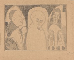 Fantasy: Various Figures, the Rightmost with Sleeves Like Tubes by Samuel Jessurun de Mesquita