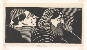 Fantasy: Two Male Profiles Facing Left, Left Profile Facing Opposite Direction by Samuel Jessurun de Mesquita
